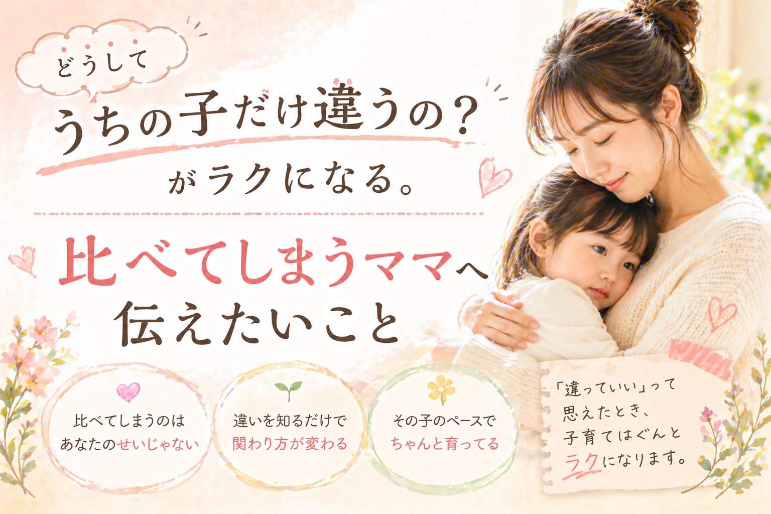 どうしてうちの子だけ違うの？がラクになる。比べてしまうママへ伝えたいこと